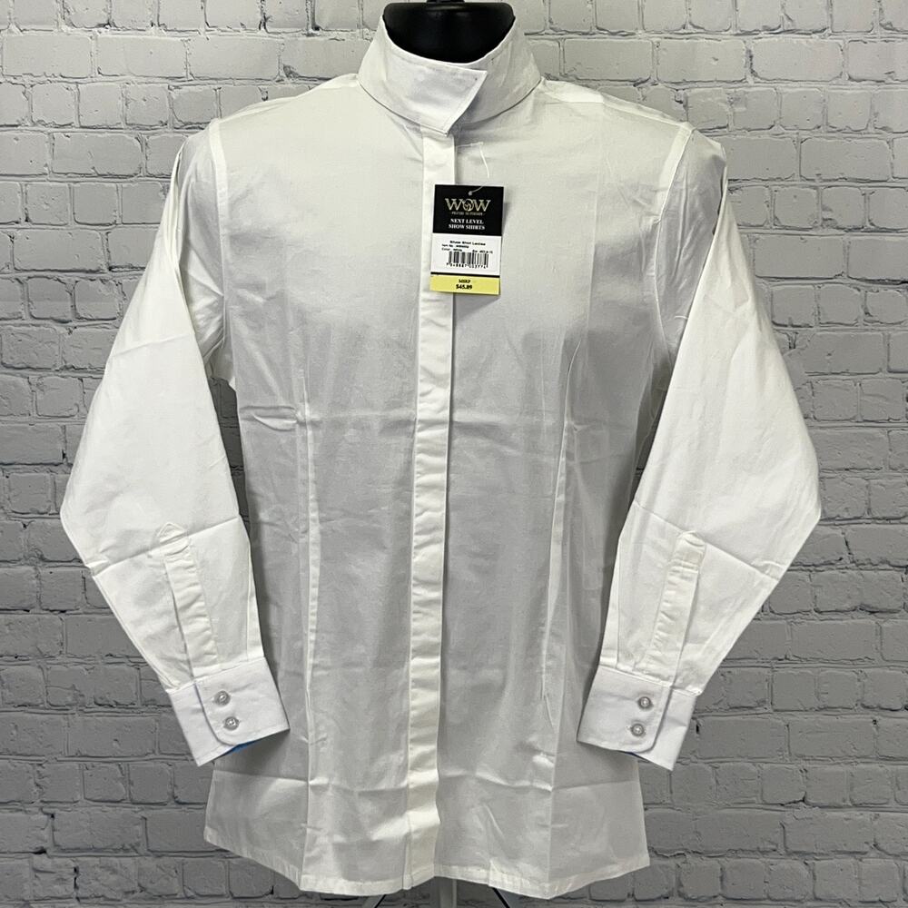 WOW Winners Outerwear Show Shirt Womens M Medium 8-10 White Blue Livestock Horse